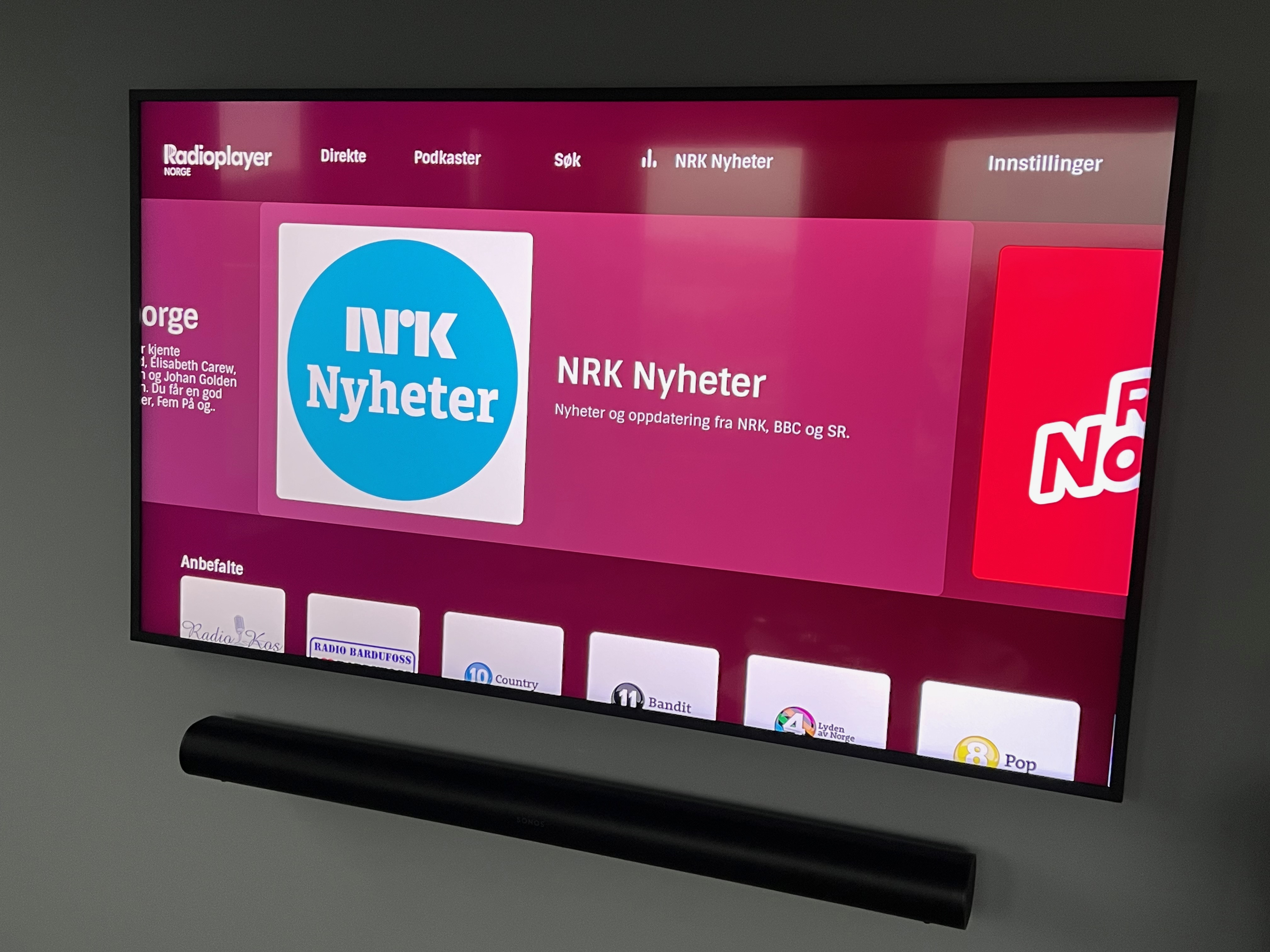 Radioplayer Norge for TV